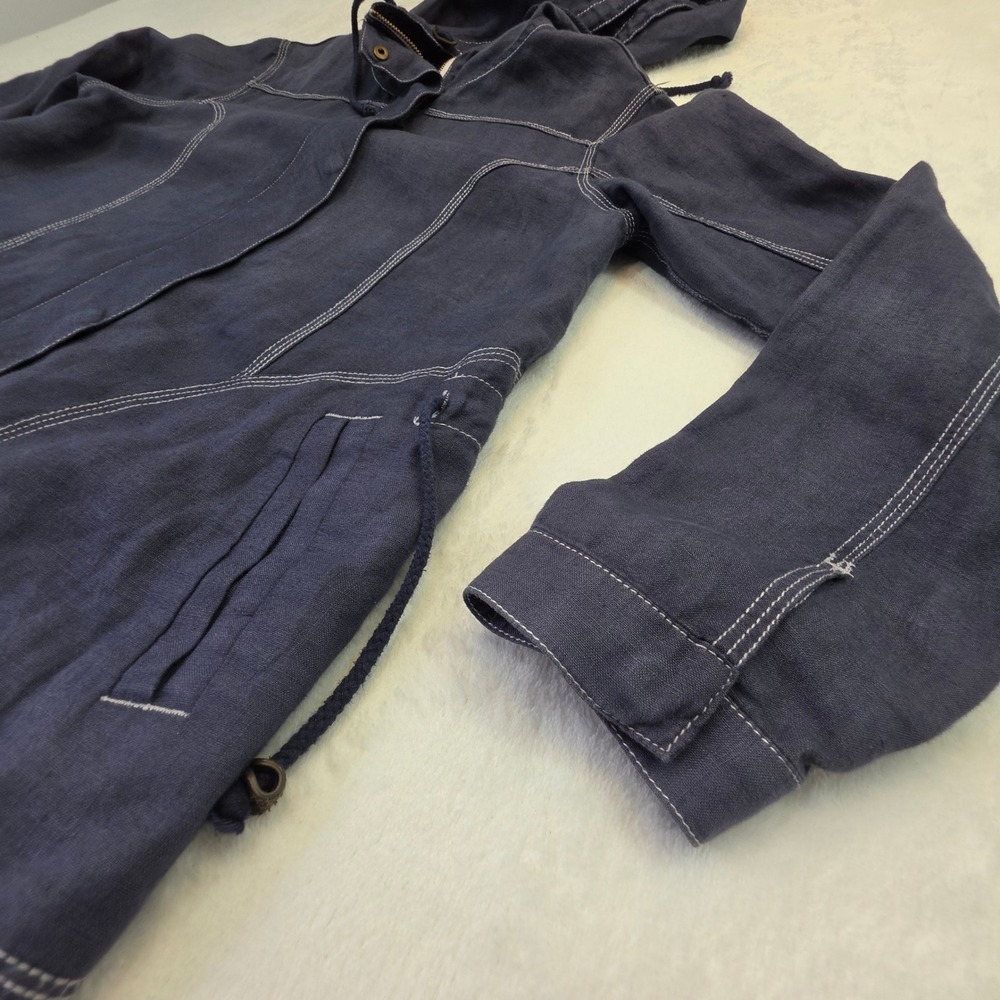 Tommy Bahama Relax Navy Blue 100% Linen Hooded Contrast Stitch Jacket Small - Picture 4 of 13